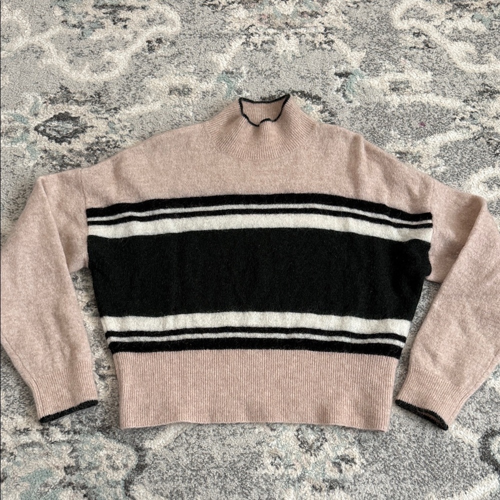 & Other Stories Wool and Mohair Blend Mock Neck Stripe Sweater